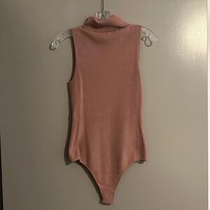 Taupe turtleneck knit bodysuit